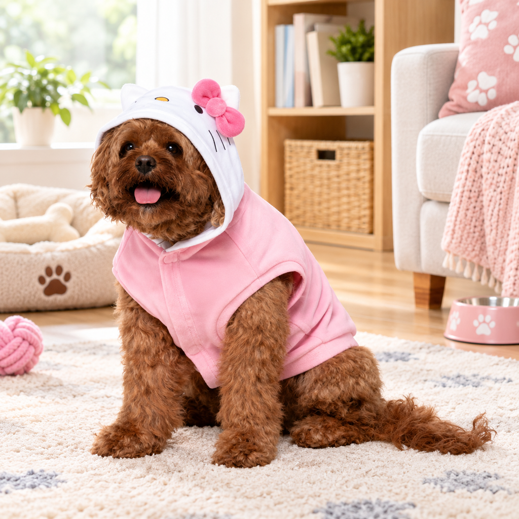 Hello Kitty Velvet Plush Pet Hoodie